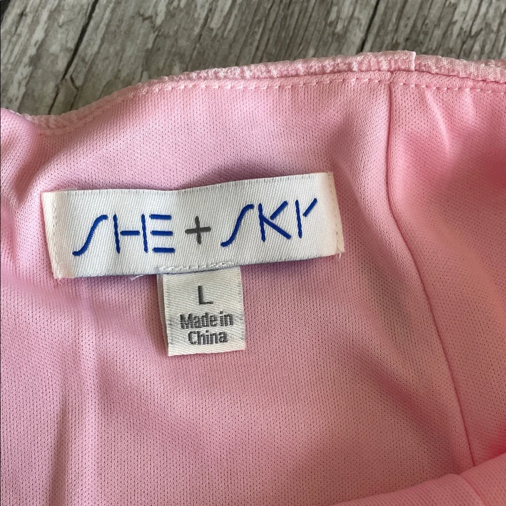 She + Sky Pink Textured Skort with Button Accents